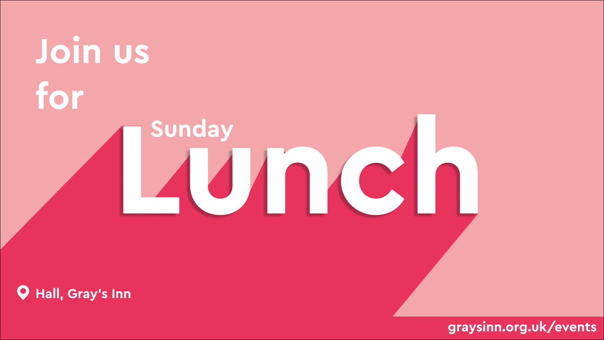 Sunday lunches are great, informal social opportunities after a Morning service in Chapel ⛪

👥All Members and their guests are welcome 
📅Join us on Sunday 19 May
🕰️11.15am for Choral Service
🍽️12.30pm for lunch

Book now🔗graysinn.org.uk/events/sunday-…