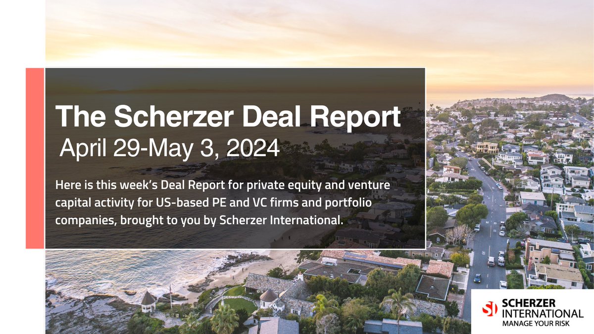 Keep up to date with all the latest in The Scherzer Deal Report - Subscribe to receive it straight to your inbox - bit.ly/3VGAsLI 

Find out about this week's private equity and venture capital activity for US-based PE and VC firms and portfolio companies:

#DealReport