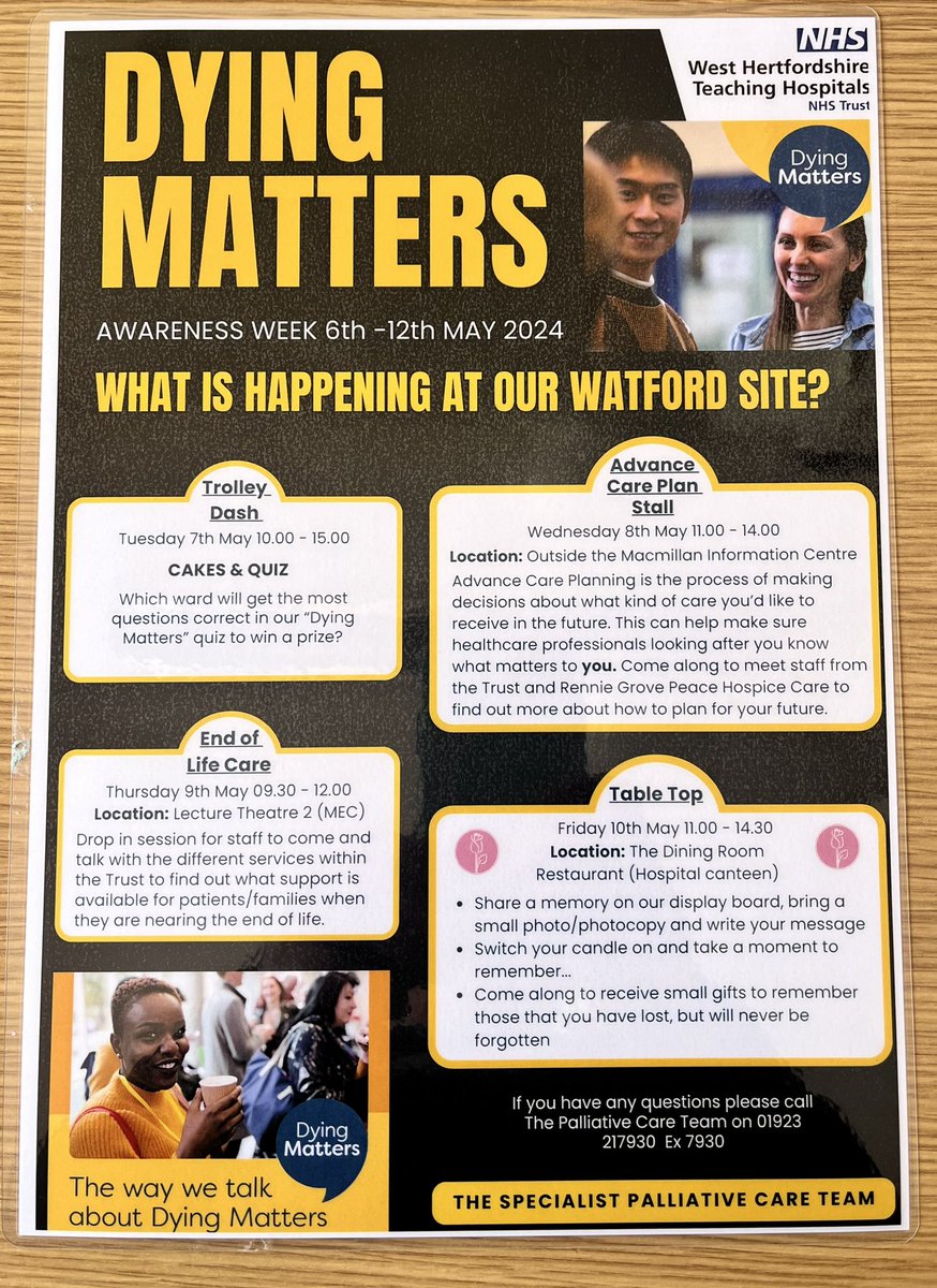 Happening today in the main hospital reception….. ACP and planning future care. Come and talk with our colleagues from <a href="/rgphospice/">Rennie Grove Peace Hospice Care</a> 
There until 2pm today. Everyone welcome ! #DyingMattersAwarenessWeek