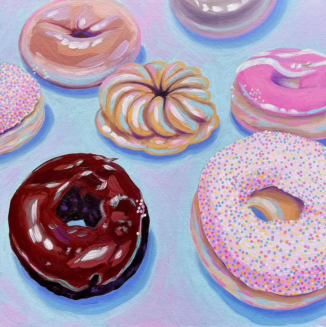 Sarah #Underwood (@Sarahlunderwood) •Pastel Donuts• #WomensArt #ArtByWomen #WomenArtists