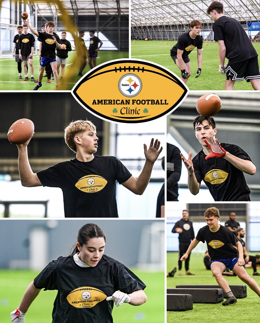 American Football youth camps 🏈 We’re hosting American Football youth camps in Belfast & Cork this coming June, providing aspiring Irish athletes between the ages of 9 & 18 with coaching from current Pittsburgh Steelers Players! Learn more and register: bit.ly/4dt80Ud