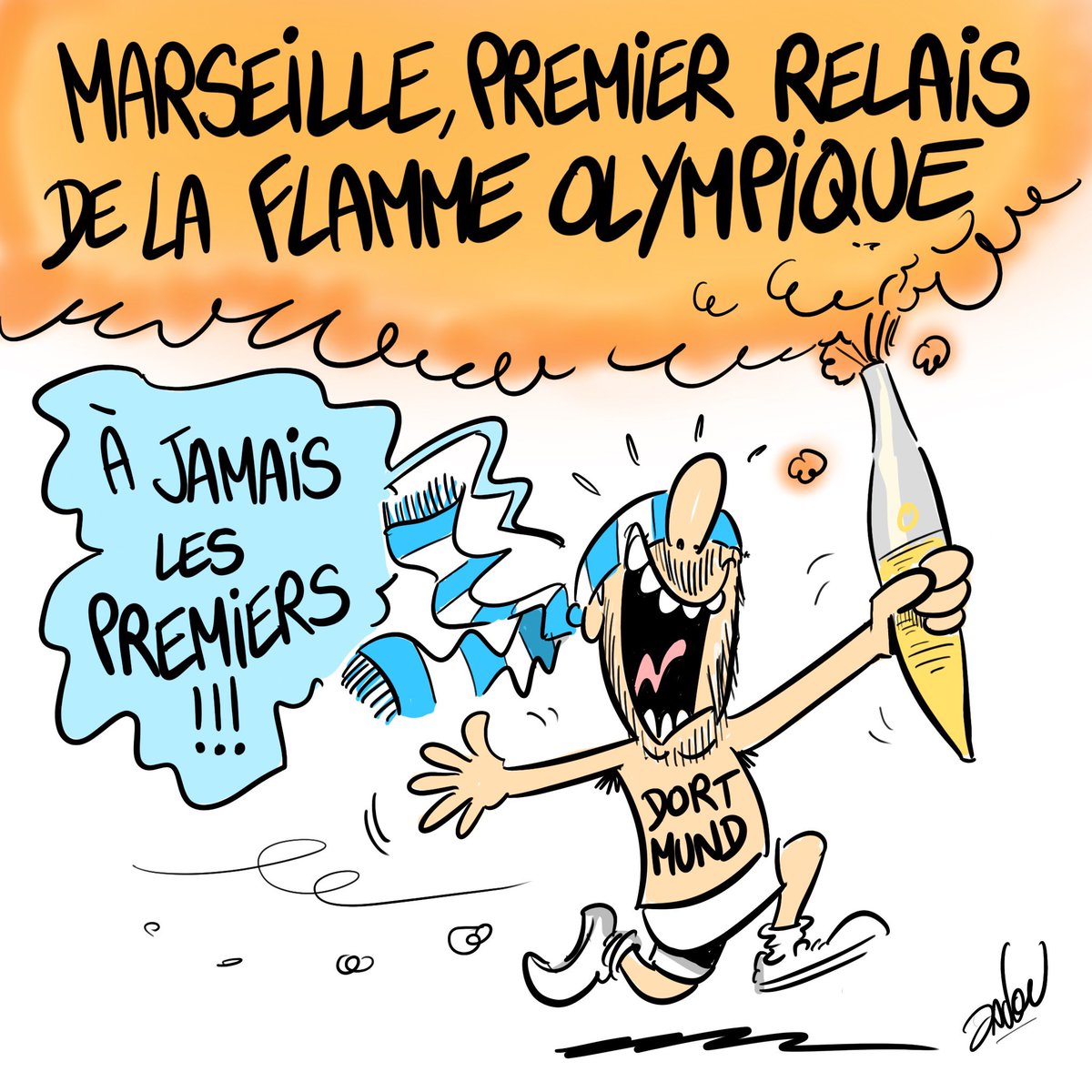 Marseille, premier relais de la flamme olympique ! 
#Dadou ✍🏻 dadoubd.com

#Paris2024 #JO2024 #Monparisolympique #psg #PSGBVB #PSGDOR #8mai #om #ATAOM #JO #Paris #marseillais