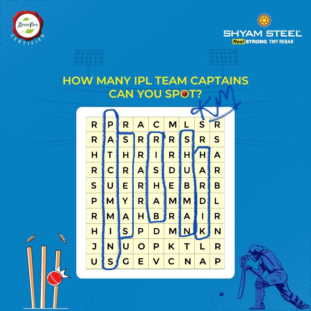 @ShyamSteelIndia Spotted the 5 Captain’s 

1) Hardik 
2) Shreyas 
3) Pat Cummins 
4) Rishabh 
5) Shubman

@ShyamSteelIndia 
#ScoreBigWithShyamSteel 
#JioCinema 

@mahekdara12 
@VaishaliMaisur2 
@Roypriyanka2 
@ShwetaS0012 
@NiharikaMajumd4 
@MiralBhavsar1