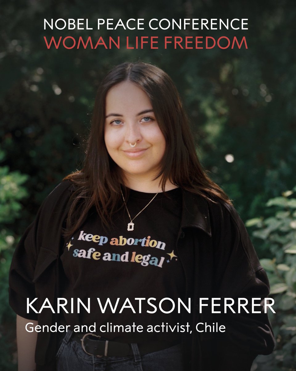 Karin Watson Ferrer, gender and climate-activist, will speak at the #NobelPeaceConference: #WomanLifeFreedom on 5 September 2024✊

Full speaker list: nobelpeacecenter.org/en/woman-life-…