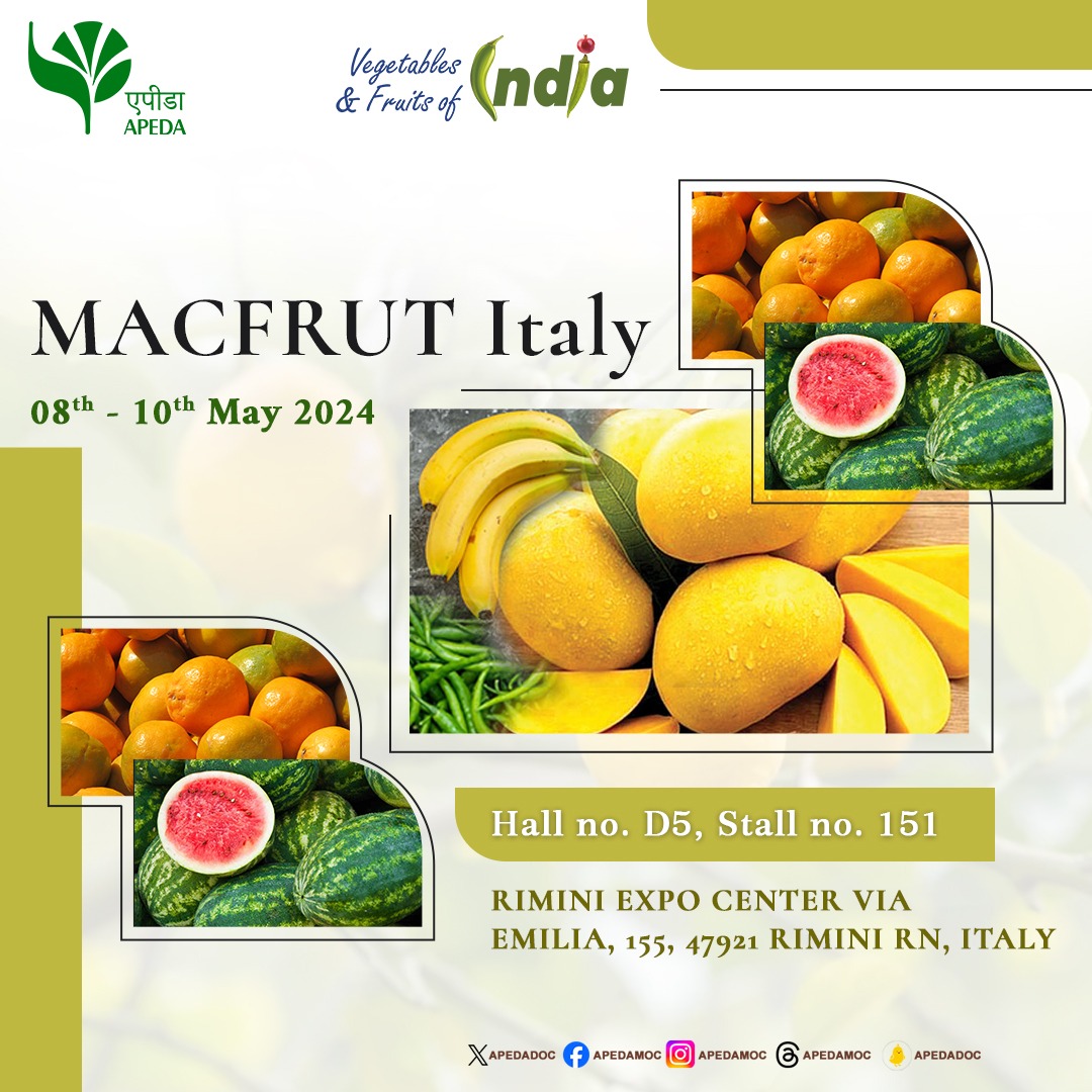 Welcome to #MACFRUT Italy to be held at RIMINI, #Italy. Hall No. D5, Stall No. 151 RIMINI EXPO CENTER VIA EMILIA, 155, 47921 Date- 08-10 May, 2024 #IndianFruit #events #Fruits