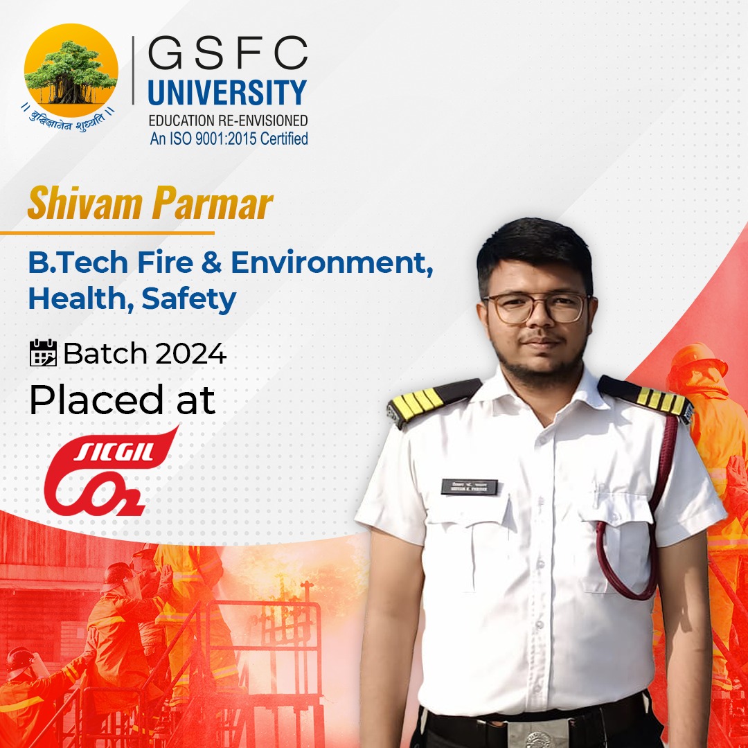 Congratulations Shivam! Getting a job is a big accomplishment. Your persistence and talent have brought you this far. Wishing you the best of luck in your new role.

#FireandSafety #FireProtection #OnlyCollegeinGujarat
#BestUniversityinVadodara
#admissionopen2024_2025