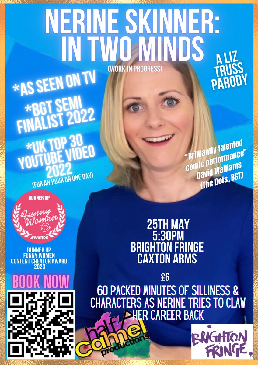 Nerine Skinner (@nerineskinner) on Twitter photo Who is in Brighton on May 25th? Fancy some seagulls, sea and Skinner? What’s not to love? Come to <a href="/brightonfringe/">Brighton Fringe</a> 5:30pm at The Caxton Arms!
Link to book:
brightonfringe.org/events/the-ris…
#brightonfringe #comedy #liztruss Who is in Brighton on May 25th? Fancy some seagulls, sea and Skinner? What’s not to love? Come to <a href="/brightonfringe/">Brighton Fringe</a> 5:30pm at The Caxton Arms!
Link to book:
brightonfringe.org/events/the-ris…
#brightonfringe #comedy #liztruss