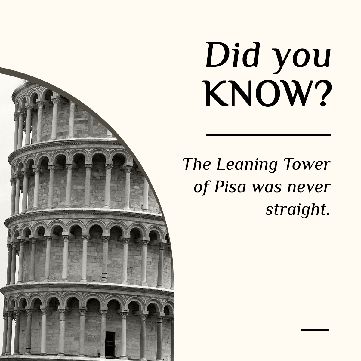 Due to the unstable ground, the tower started to lean When construction on the second story started.

#historicalfacts #didyouknow