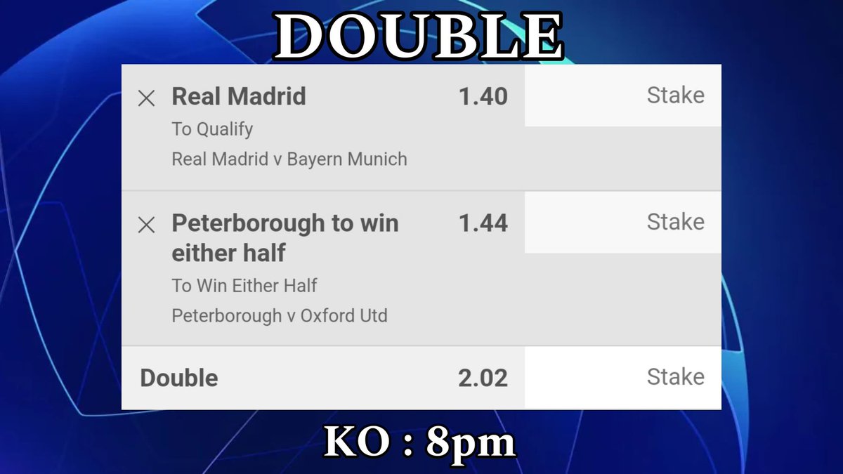DOUBLE KO : 8pm (Both) Champions League 🏆 England 🏴󠁧󠁢󠁥󠁮󠁧󠁿 #Double #Tips #Bets #Betting