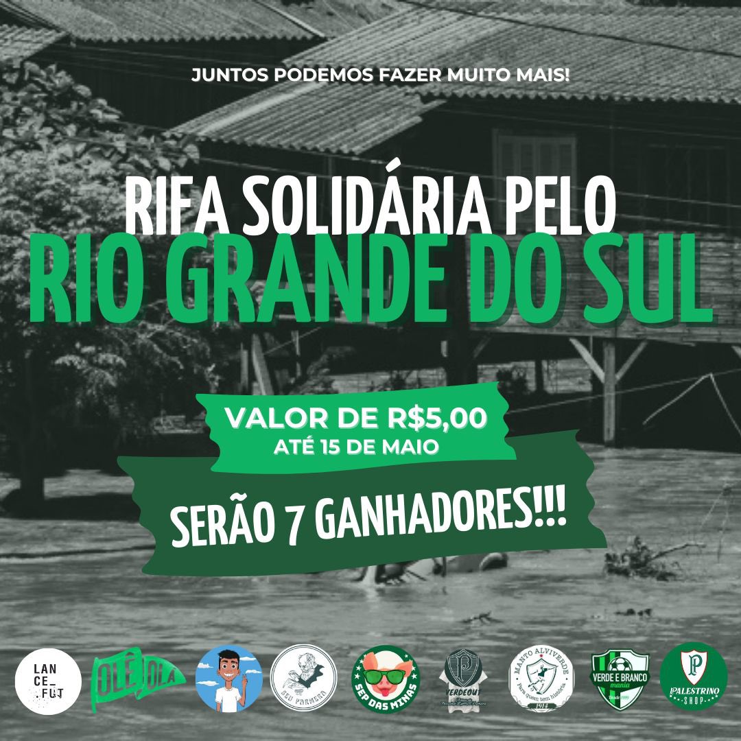 anavbento's tweet photo. Bora ajudar? O @sepdasminas em parceiras com mais páginas palmeirenses tá fazendo uma rifa imperdível em prol ao RS! Somente 5 reais e você pode levar até camisa autografada do Palmeiras!! Somente fazer o pix e mandar o comprovante: sepdasminas@gmail.com ✨💚 https://t.co/Q5iF7NsDLk