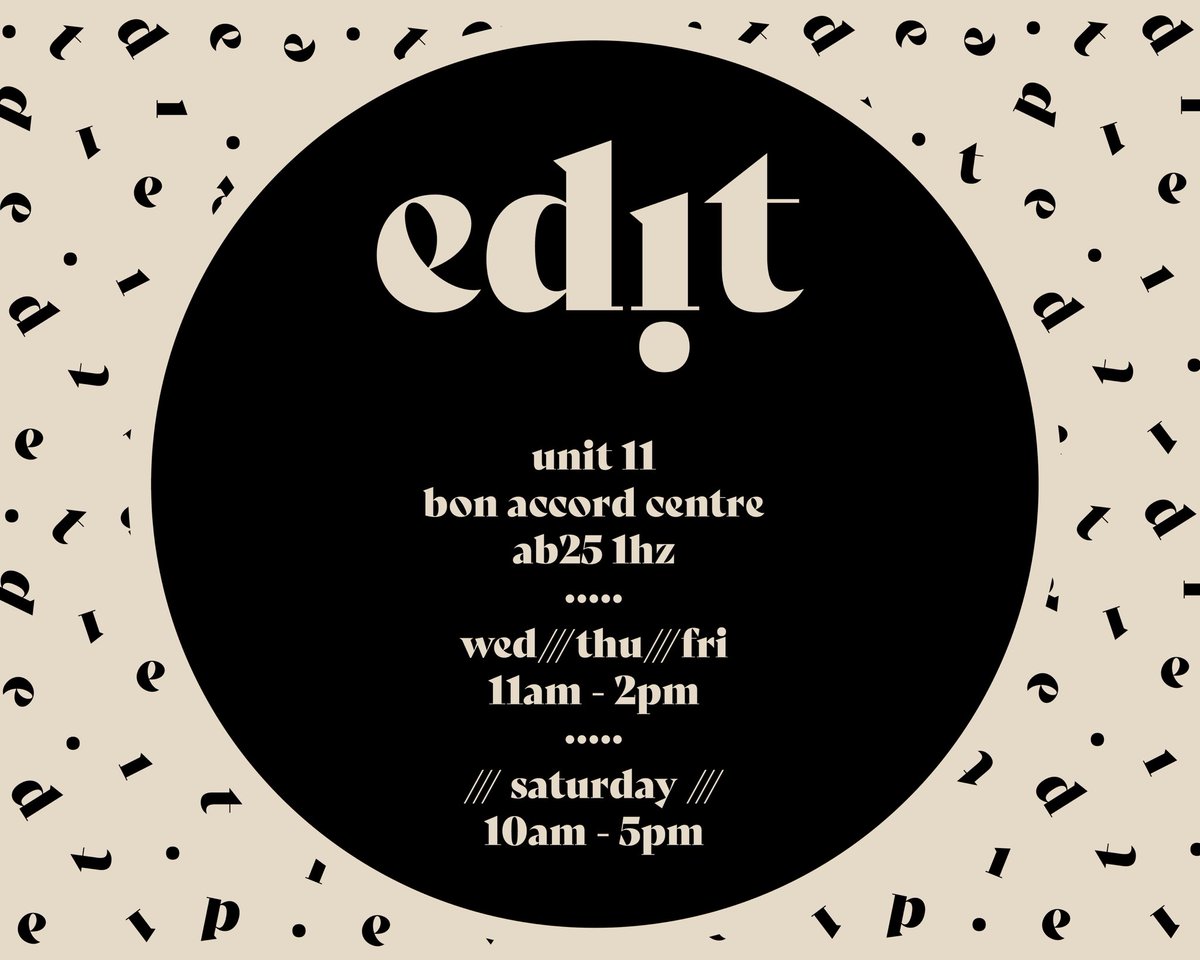 You lucky, lucky people! From today Wednesday 8th May you can take a wander into town and pick up some Doric merch in the Bon Accord Centre Aberdeen at Edit Aberdeen Get down and grab a tee - don’t make me don a disguise and buy one to save face. 😬 Thanks for having me folks.