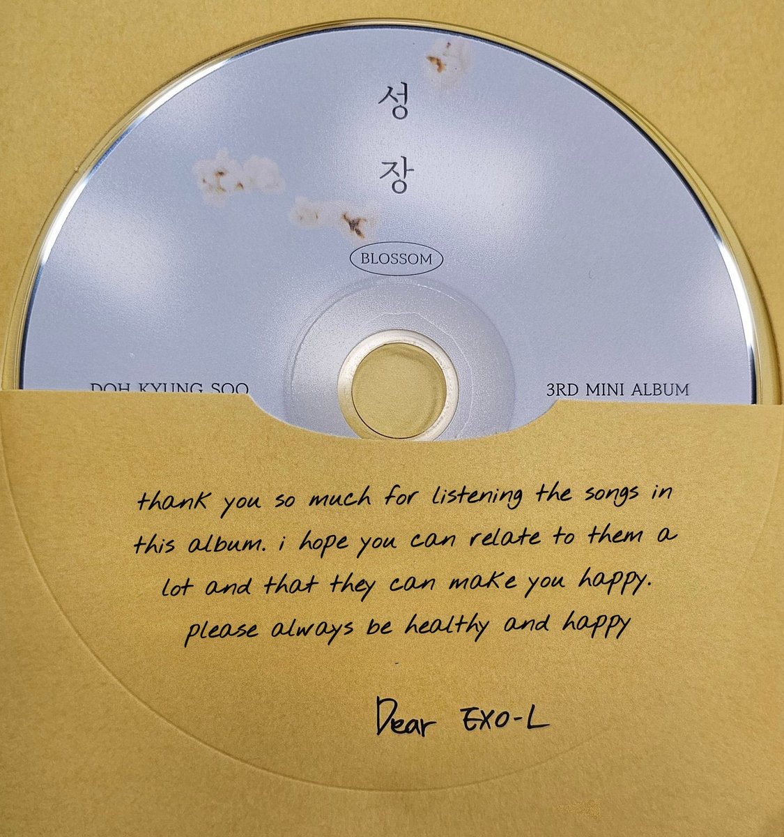 from kyungsoo, on his CD 💛