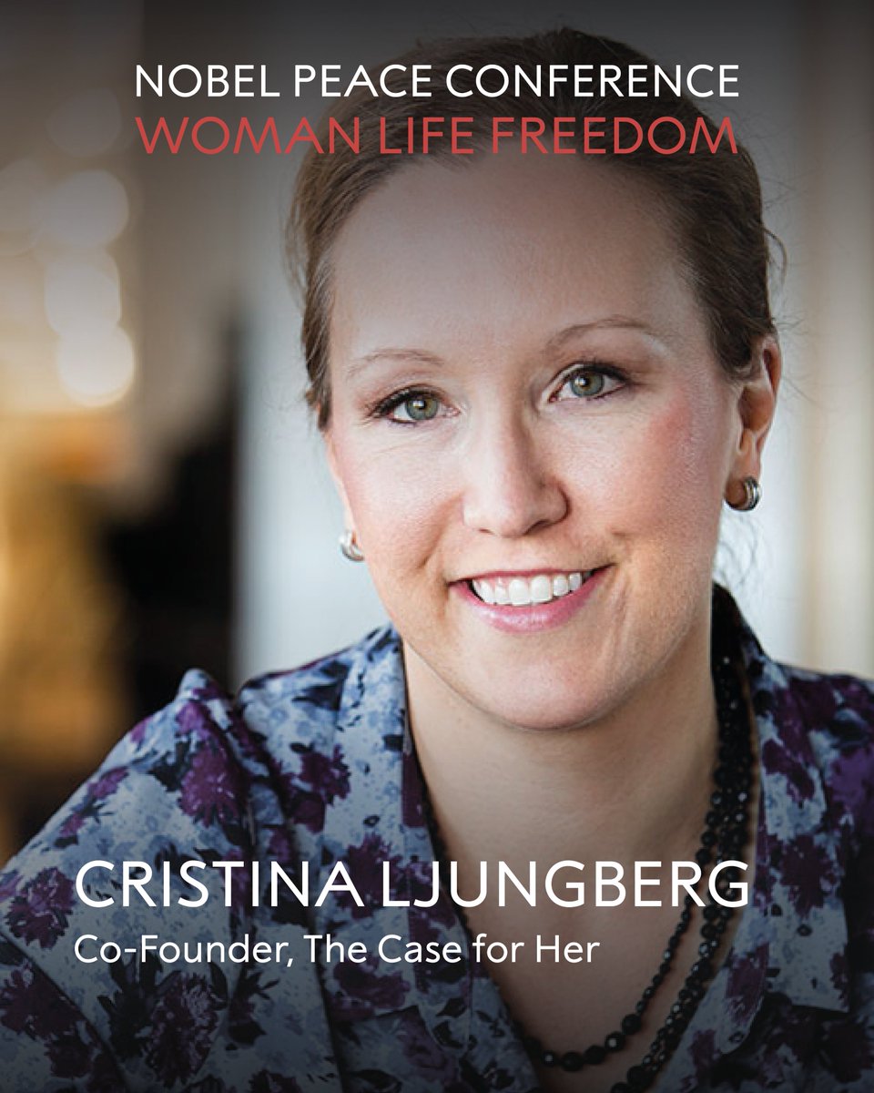 Cristina Ljungberg, Co-Founder of 'The Case for Her', will speak at the #NobelPeaceConference: #WomanLifeFreedom on 5 September 2024✊ 

Full speaker list: nobelpeacecenter.org/en/woman-life-…

@Cristina_TCFH