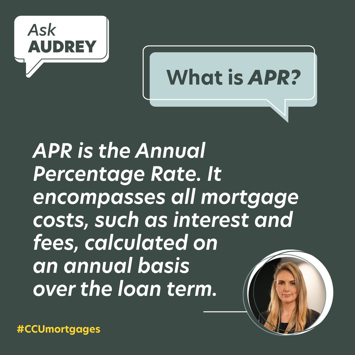 APR, or Annual Percentage Rate, includes all your mortgage costs from interest to fees, calculated annually.
 Know what you’re paying for with clarity.
#AskAudrey #MortgageTips #CCUmortgages #APR #Homebuyersguide #homeloansmadesimple #mortgagehelp