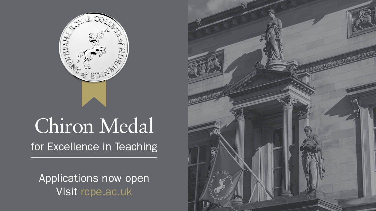 The Chiron Medal recognises excellence in teaching and training delivered by a physician and we’re looking for your nominations. Submissions close 15th July. Find out more here: rcpe.ac.uk/college/chiron…