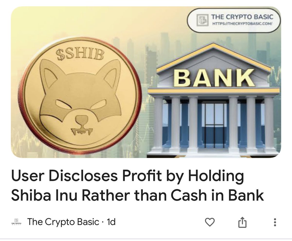 Like I been saying, I have all my life savings in #Crypto and @Shibtoken is one of my favorite investments 

#SHIBAARMSTRONG #shibacoin #shibaArmy #shibakeanu 

#money in the #bank will not even come close to what #Cryptocurency will give you