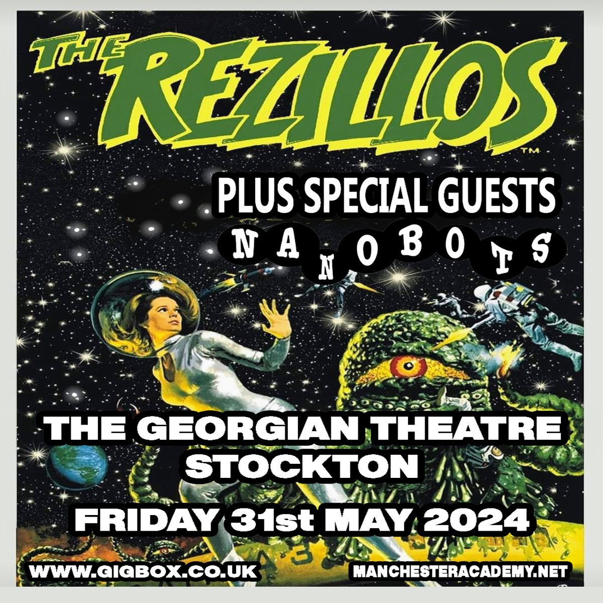 Friday 31st May - JS Promotions Presents... @TheRezillos 'The Rezillos are one of the truly original, quirky and talented bands that chaotic first wave of post-punk/new wave music gave birth to.' - Pop Matters Support from Nanobots. 🎟 georgiantheatre.co.uk/live-event/ven…