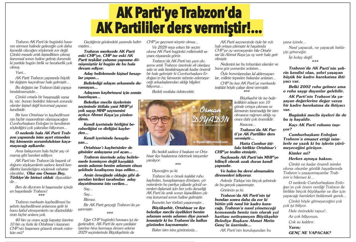 Trabzon’daki manzara aslında AK Partinin Türkiye manzarasında yansıtacak gerçeklerle örtüşüyor.. 👇👇