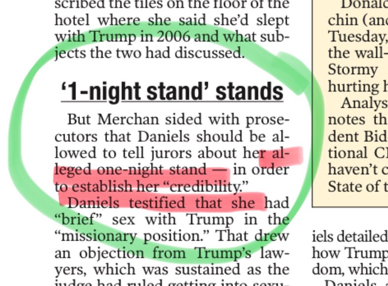 I taught evidence..I would give Judge Merchan an F on this below -credibility is not established by testimony of a 1 night stand..plus hard to show credibility w/jury w/wtiness who had made money off this ..not to mention testifies wants him in prison ⁦@nypost⁩