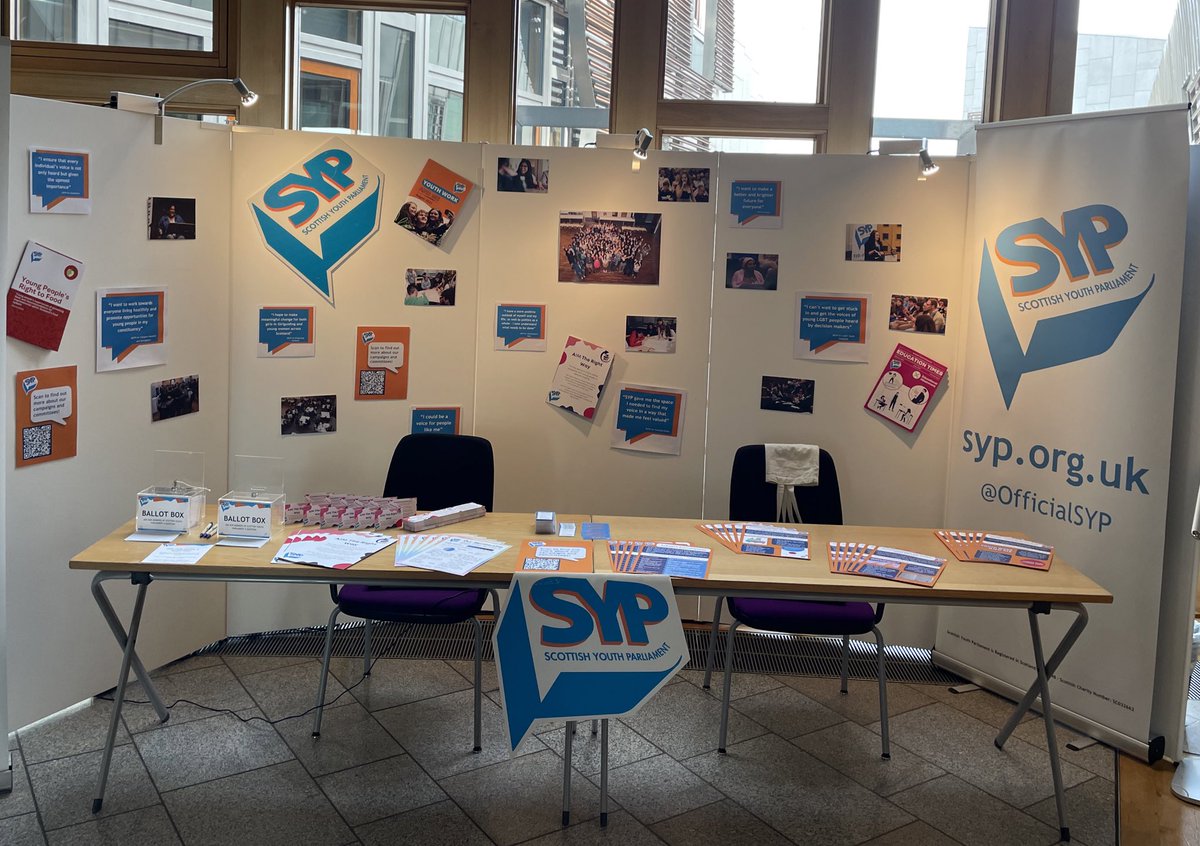 We’re in @ScotParl this week introducing MSPs to our new National Campaigns! MSPs can stop by to find out why young people have told us to focus on: *Mental health *Youth work *Ending gender-based violence