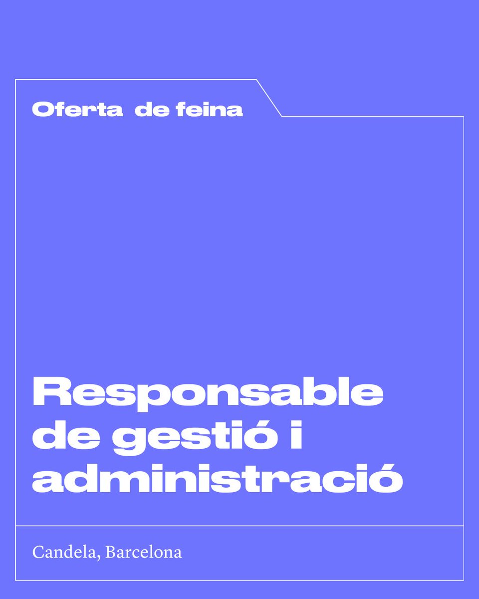 🔎Oferta de #feina! A la cooperativa @assCandela busquen responsable de gestió i administració per incorporació immediata. Info ℹ️ cooperativestreball.coop/visibilitzem/o…