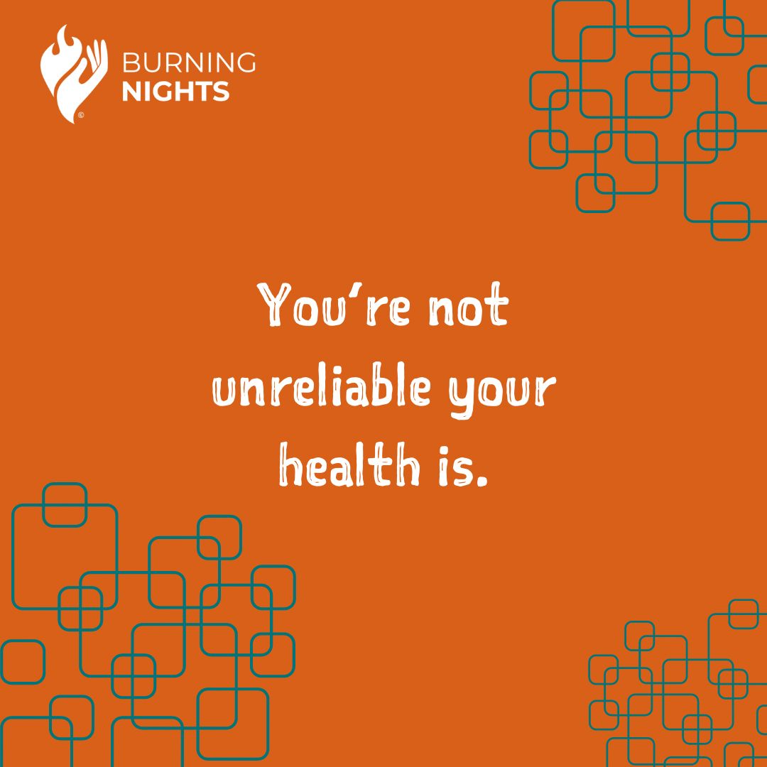 Thought of the day
You're not unreliable your health is
•
•
•
•
•
 #BNightsCRPS #CRPS #crpsawareness #crpswarrior #crpslife #crpssupport #chronicpain #CRPSisReal