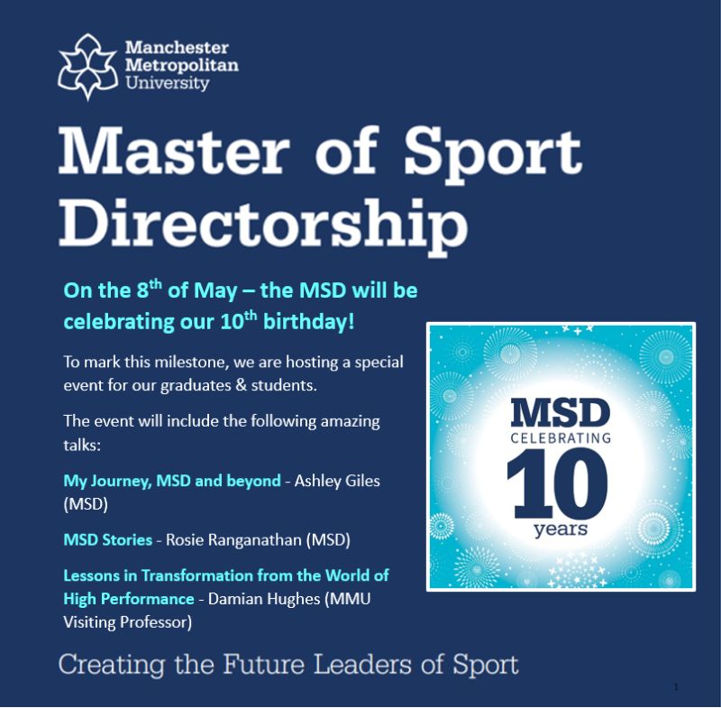 Happy Birthday to us!! 🎂 Our MSD celebrates 10 years of our unique executive masters degree for sporting leaders 🚀 Looking forward to catching up with students and graduates today... with some amazing speakers lined up inc Ashley Giles, Rosie Ranganathan & Damian Hughes