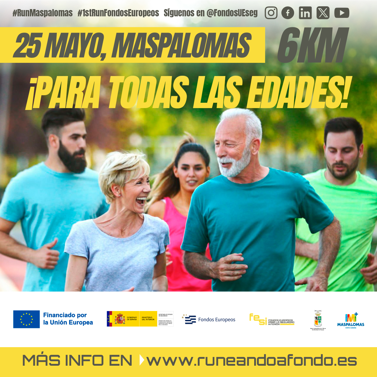 💙Celebramos💛Europa💙 ¡Únete a la carrera de Runeando a Fondo! 🏃💥Desde los más pequeños en Runeando Kids hasta los más experimentados en el 6K Ven en familia y disfruta del deporte juntos👪 ¡Inscríbete! runeandoafondo.es #RunMaspalomas #1stRunFondosEuropeos #DiaDeEuropa