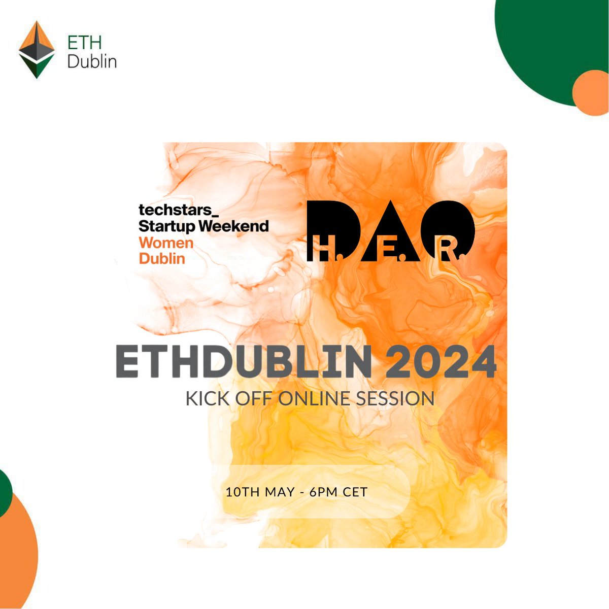 Get ready for @EthIreland Kick Off Call! Join us and @_HerDAO community this Friday from 5pm for virtual networking, insights, and a sneak peek into what the ETHDublin hackathon has in store! RSVP link⬇️ lu.ma/9fcrum7y