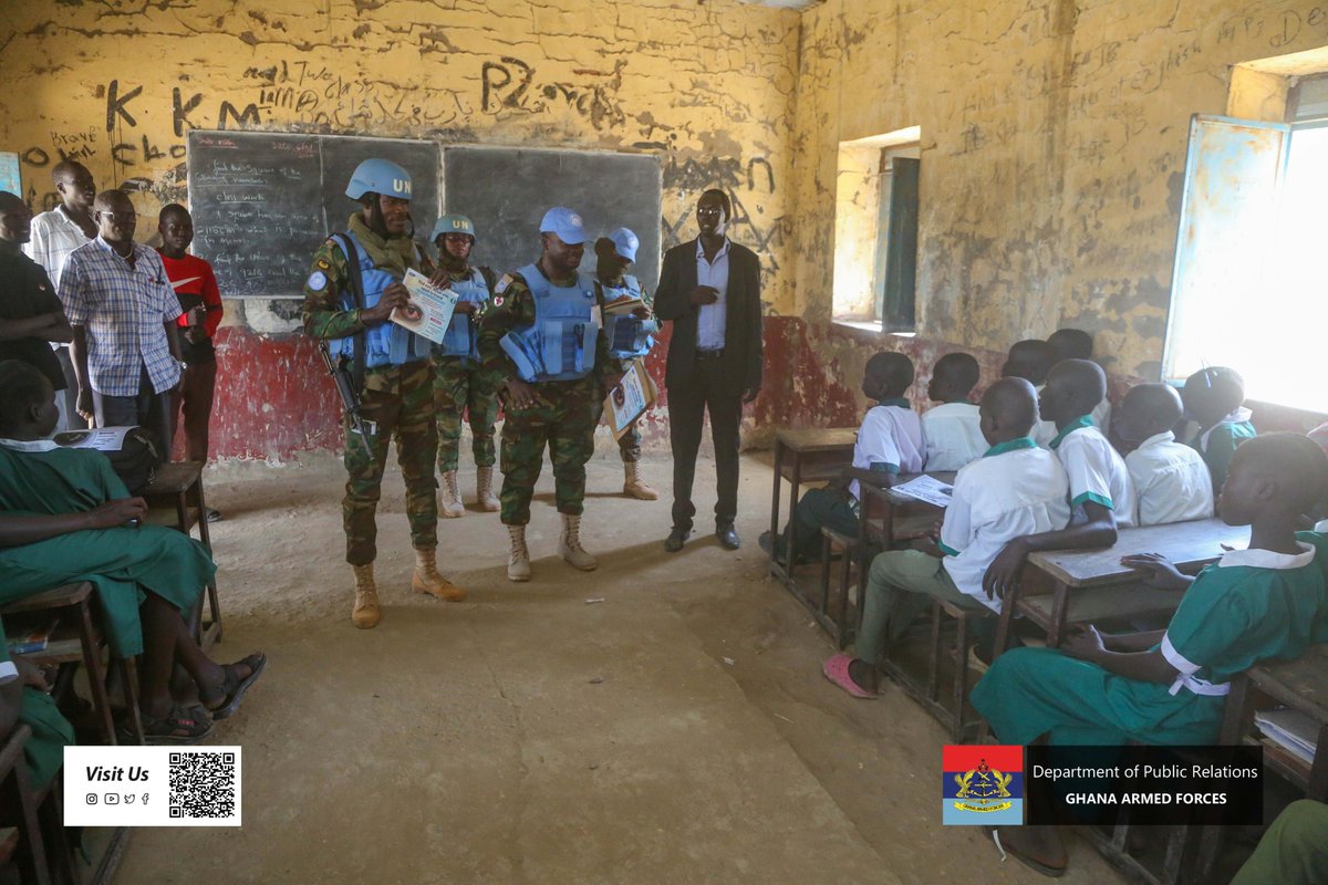 The Civil Military Cooperation (CIMIC) Team and Engagement Platoon of the Second Ghanaian Battalion serving under the United Nations Interim Security Force for Abyei (UNISFA) have donated to some deprived Primary Schools. gafonline.mil.gh/news/unisfa-gh…