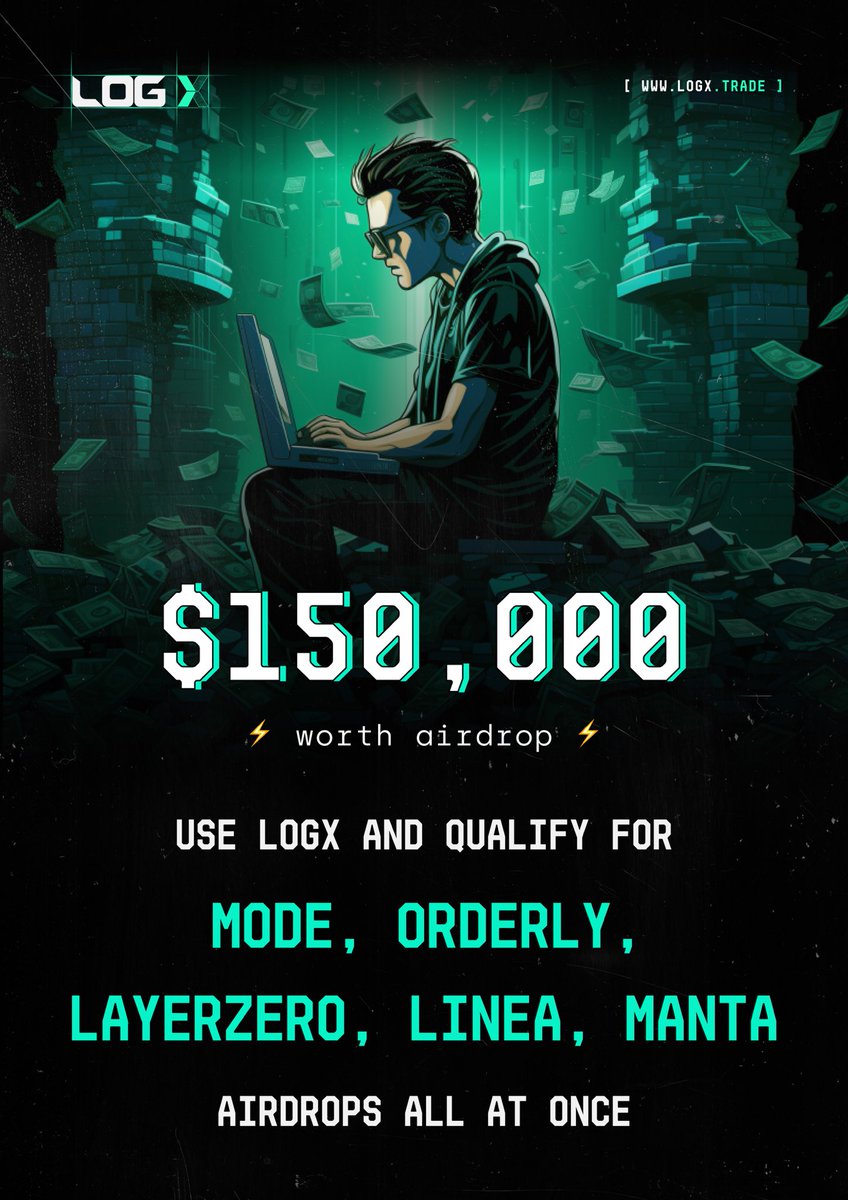 KryptomonarchX's tweet photo. I’ve got  🗞️

 1 Protocol, 5+ Airdrops! Guaranteed $150K.

Trade on LogX as LogX is distributing 3 Million $LOGX tokens weekly.

As the Preferred Partner of Orderly Network, LayerZero, MODE, Linea, Manta, Blast, Fuse, Telos, joining LogX grants access to all their airdrops.

LogX has raised $6.1 million from top investors like Sequoia, Coinbase, Hashed & more, and is audited by Peckshield.

Secure ✅
Reliable ✅

Don't fade this, anon!