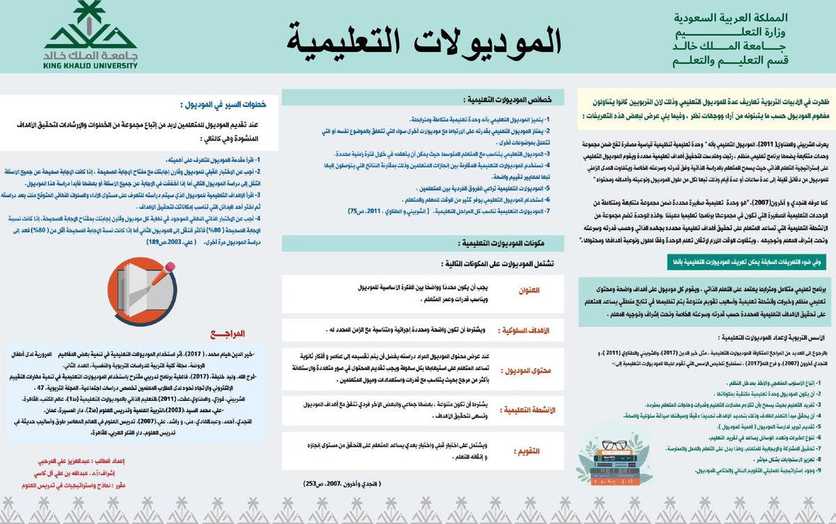نماذج واستراتيجيات في تدريس العلوم (@namathege) on Twitter photo ضمن متطلبات مقرر نماذج واستراتيجيات في تدريس العلوم <a href="/namathege/">نماذج واستراتيجيات في تدريس العلوم</a>، نستعرض معكم #انفوجرافيك للموديولات التعليمية، من إعداد الطالب: عبدالعزيز علي المرحبي، أستاذ المقرر: <a href="/alkasi1429/">أ.د.عبدالله بن علي آل كاسي أستاذ التعليم والتعلم</a>
<a href="/kkueduksa/">جامعة الملك خالد</a> <a href="/kkueduedu/">كلية التربية College of Education</a> @MOE_QNF ضمن متطلبات مقرر نماذج واستراتيجيات في تدريس العلوم <a href="/namathege/">نماذج واستراتيجيات في تدريس العلوم</a>، نستعرض معكم #انفوجرافيك للموديولات التعليمية، من إعداد الطالب: عبدالعزيز علي المرحبي، أستاذ المقرر: <a href="/alkasi1429/">أ.د.عبدالله بن علي آل كاسي أستاذ التعليم والتعلم</a>
<a href="/kkueduksa/">جامعة الملك خالد</a> <a href="/kkueduedu/">كلية التربية College of Education</a> @MOE_QNF