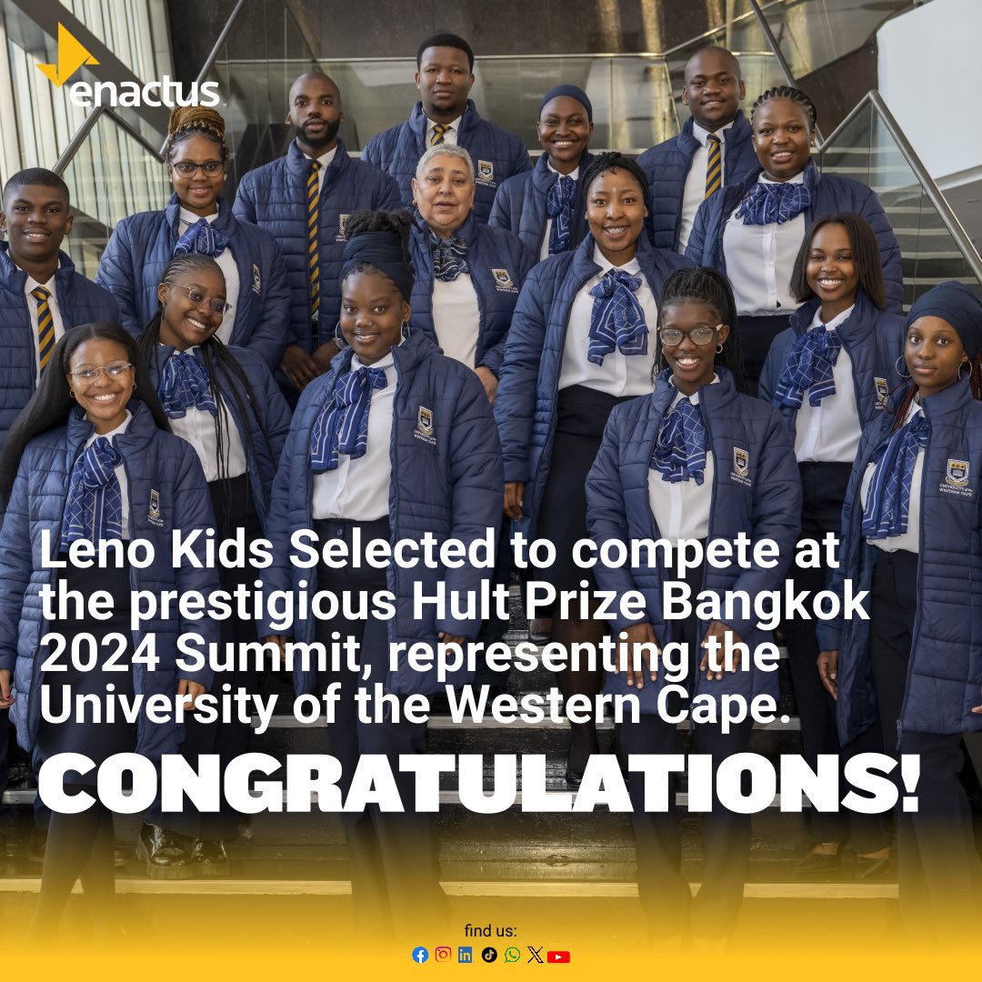 From its beautiful beginnings as a project in Enactus University of the Western Cape, LenoKids has soared to new heights. We're thrilled to announce that LenoKids has been selected to compete at the prestigious Hult Prize Bangkok 2024 Summit #WeAllWin #Thrive #ChangeMakers ✨💛🇿🇦