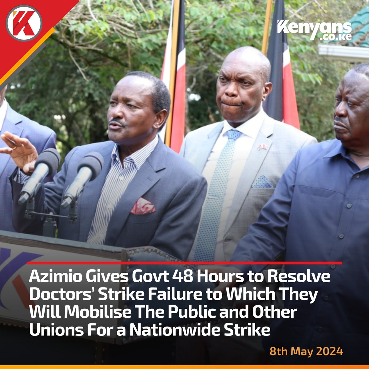 Azimio gives govt 48 hours to resolve doctors' strike failure to which they will mobilise the public and other unions for a nationwide strike