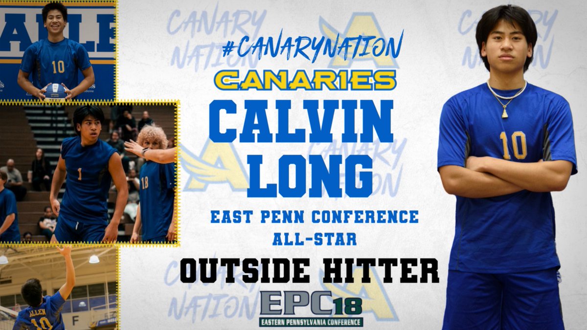 Congratulations to Senior Calvin Long on being named to the East Penn Conference All Star Team as a 3rd Team Outside Hitter. Calvin will be attending Lehigh University and will be part of their Club Volleyball program! We are extremely proud Calvin, congrats! #CanaryNation