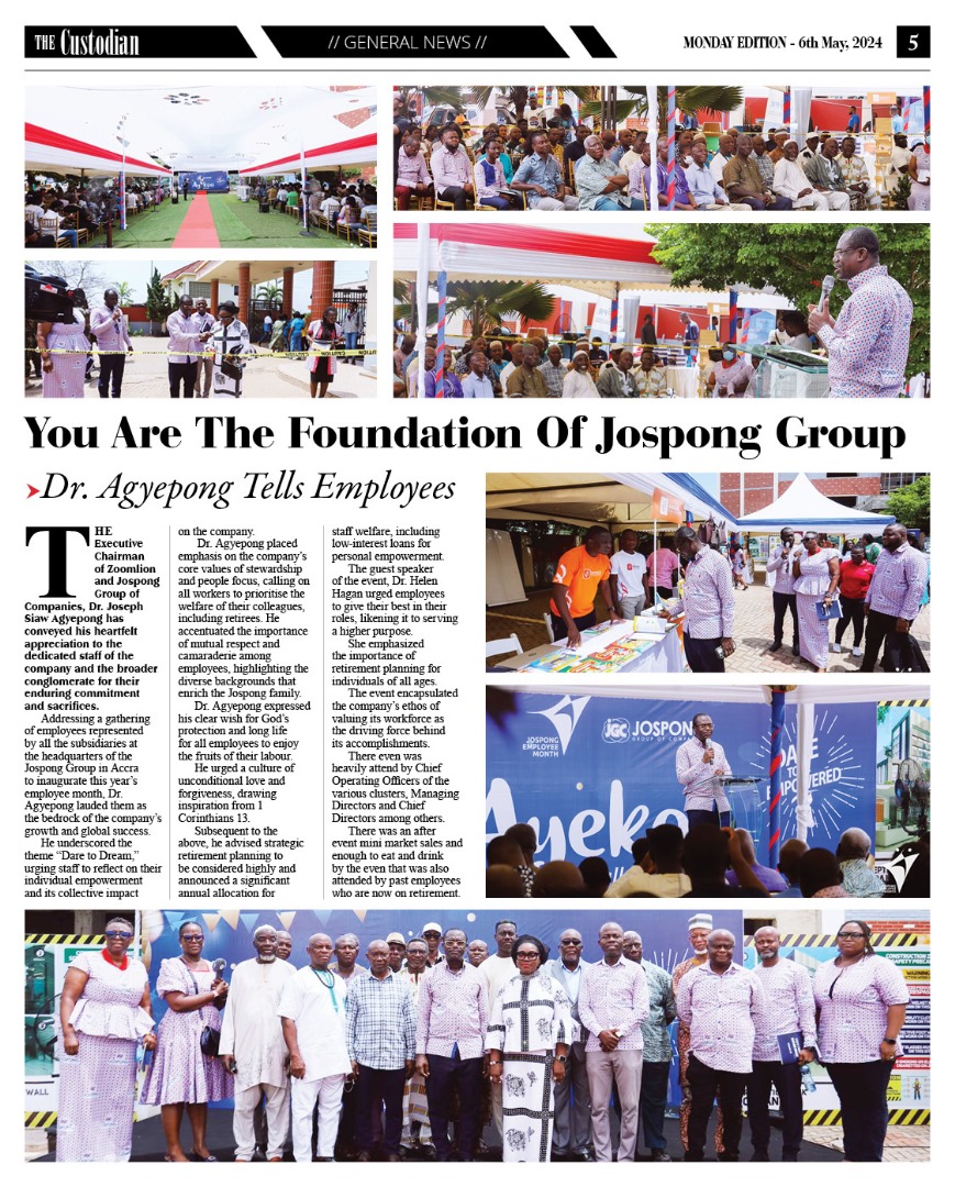 Gratitude fills the air as Dr. Joseph Siaw Agyepong applauds our amazing team for their unwavering commitment. Together, we dare to dream and achieve greatness. #JospongGroup #EmployeeAppreciation' @thejospongroup