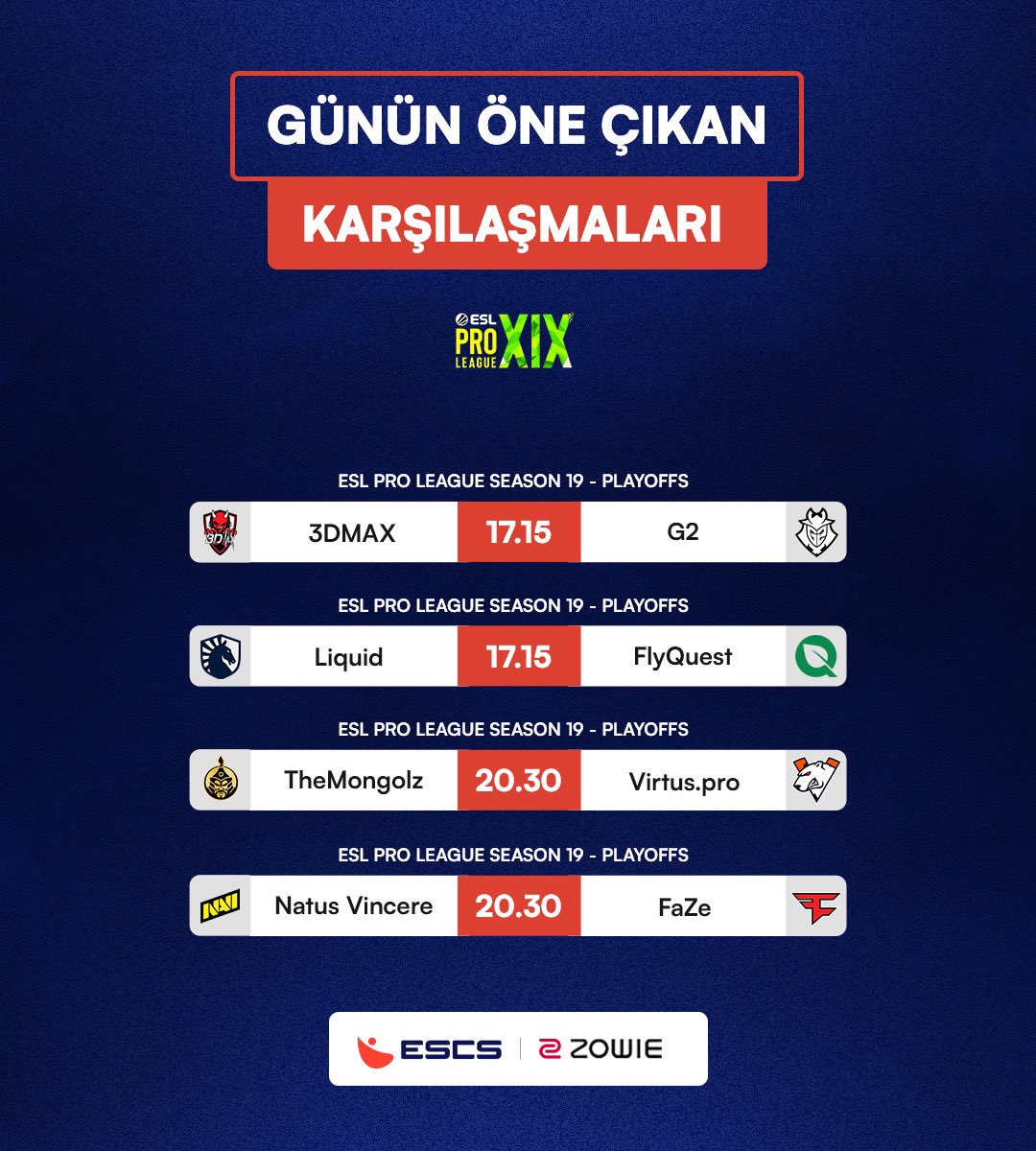 🔥 ESL Pro League Season 19 Play-off’ları R2 maçlarıyla devam ediyor!