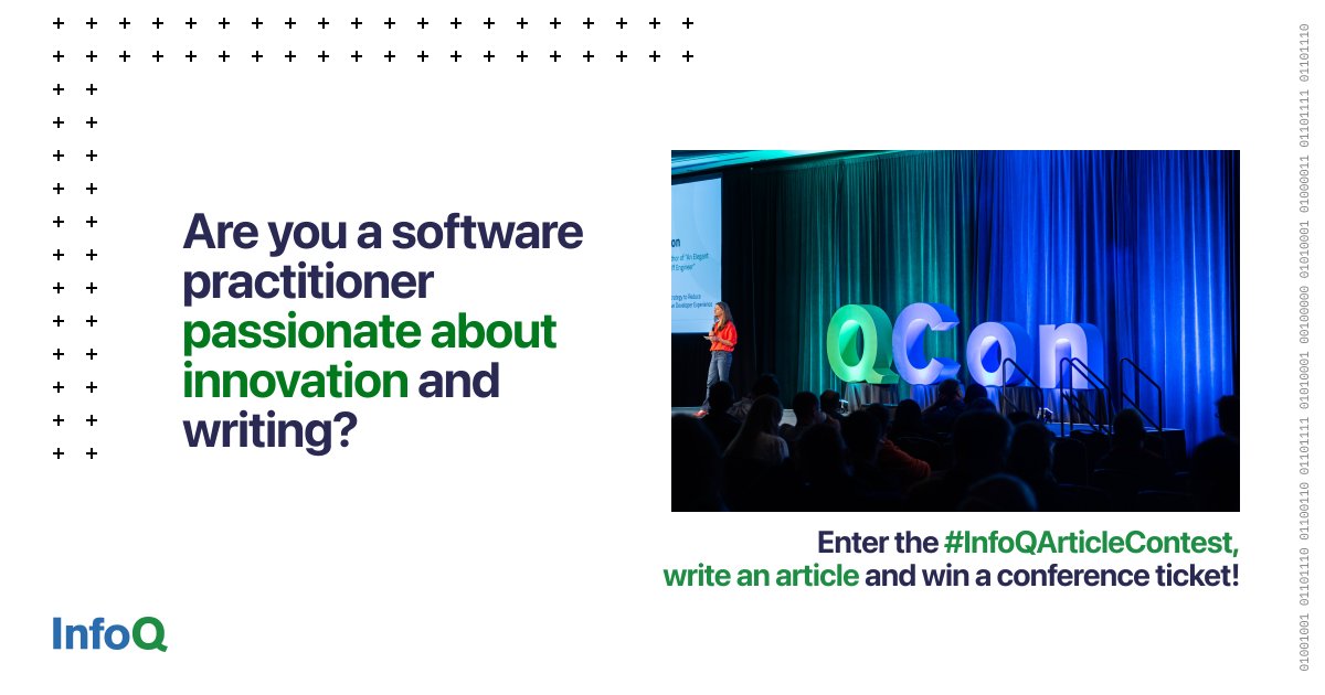 ⏳ Last few days to submit to the #InfoQArticleContest! Write an insightful article and win a QCon or InfoQ Dev Summit conference ticket. Read more: bit.ly/43IVBqR Submit your proposal by May 10: bit.ly/43ONAAp

#ai #ml #cloud #devops #softwarearchitecture