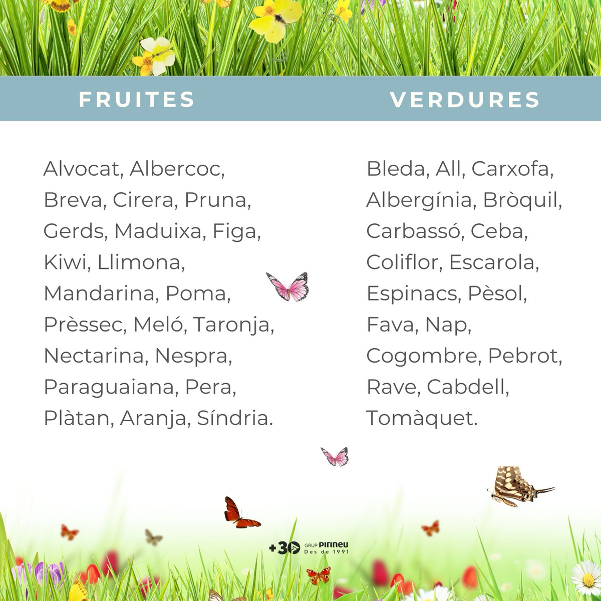 Per què consumir fruites i verdures de temporada❓ 
➕Saludable ➕Econòmic ➕Sostenible  
#HàbitsSaludables #Nutrició #Fem_Prevenció #UnidaQP #GrupPirineu #AjudemaMillorar