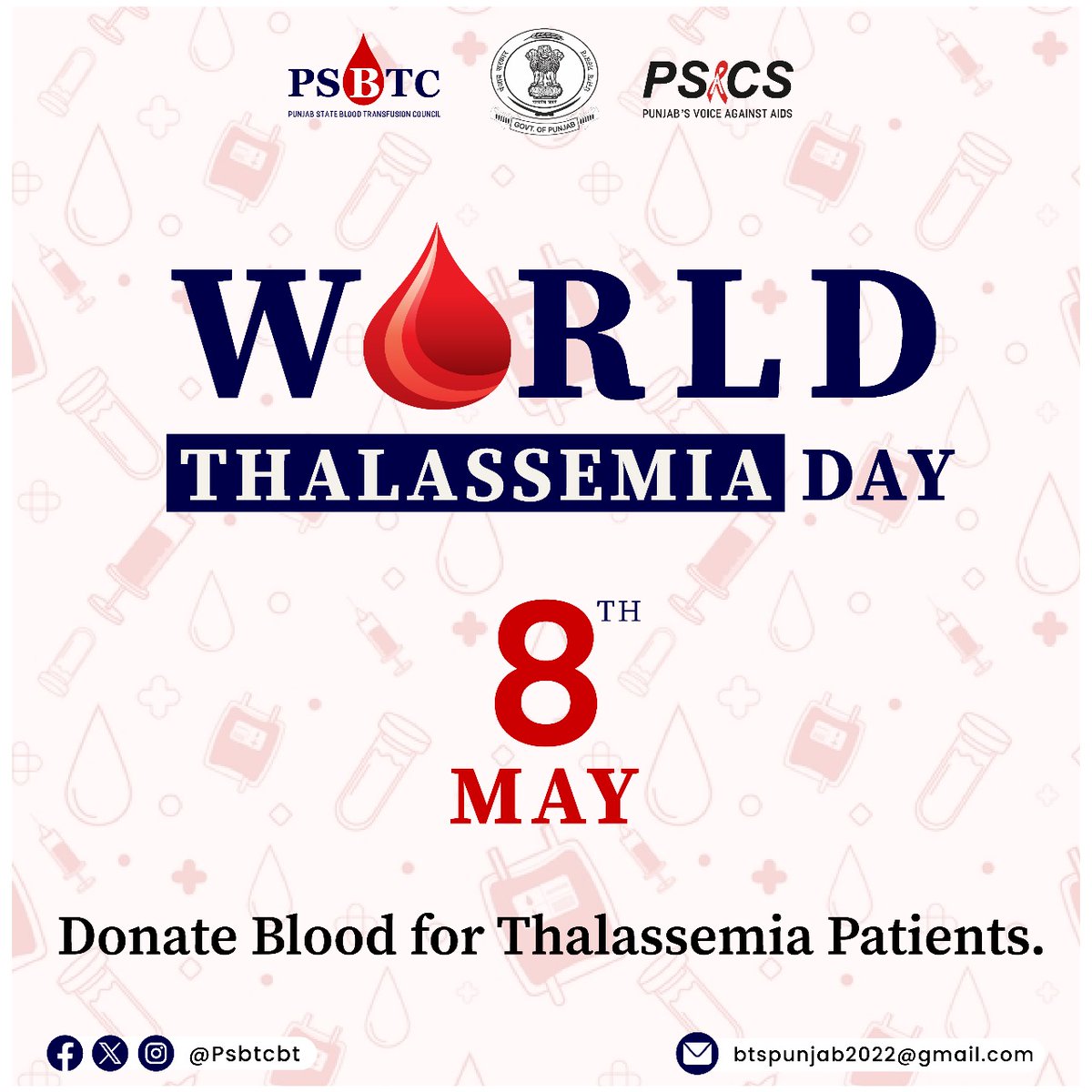 On #ThalassemiaDay, PSBTC is committed to raising awareness about this genetic blood disorder, emphasizing the importance of blood donation. Let's stand together to support those affected and spread hope for a brighter future.

#ThalassemiaFreeIndia #blooddonation  #blooddonors