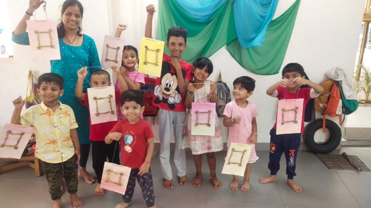 kalpavrukshasc1's tweet photo. Sustainability and Kalpavruksha!
We are blessed to have a sylvan campus where children find a variety of seeds, pods, flowers, twigs etc. Hence our little ones decided to make a Photo frame on painted sheets using the seeds of the Ashoka tree. https://t.co/vIBxhBIO3P