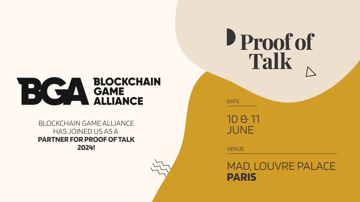 Proof of Talk is thrilled to announce Blockchain Game Alliance (@BGameAlliance) as an official partner for our 2024 conference! Blockchain Game Alliance is a global organization committed to fostering innovation in the gaming ecosystem by bringing together the leading minds in…