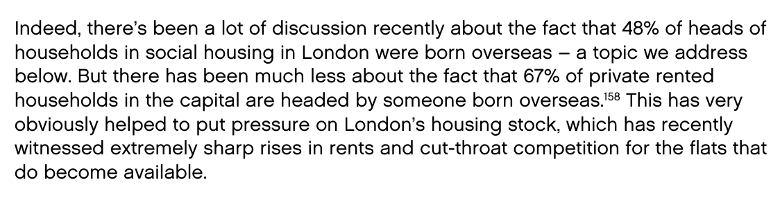 Multiple pages on the number of immigrants occupying social housing stock but the paper makes no recommendation on how to rectify this. Nothing on removing immigrants' access to social housing as I have been calling for.