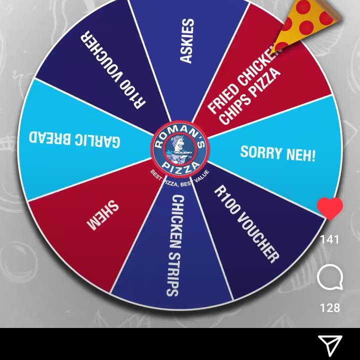 @romans_pizza #WinningWednesday
#RomansPizza
#SpinTheWheel 🍕