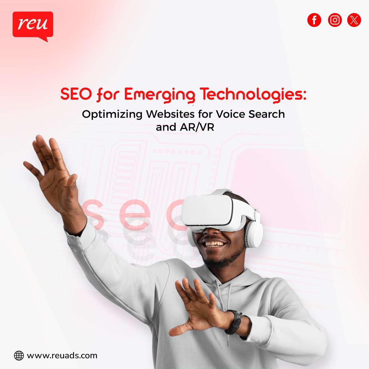 #SEO meets #EmergingTech! Learn to master voice search & AR/VR optimization in this concise guide. #SEO #EmergingTech #VoiceSearch #AR #VR #Optimization #DigitalMarketing #ReuAds #Onlineadvertising