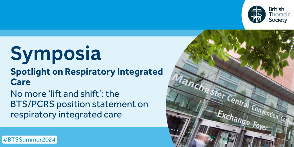 The BTS Summer Meeting has a range of symposia on a number of different topics. This session will review the BTS and @PCRSUK Position Statement on Integrated Care. Learn more and book your Summer Meeting ticket: bit.ly/41U13Ws #BTSSummer2024