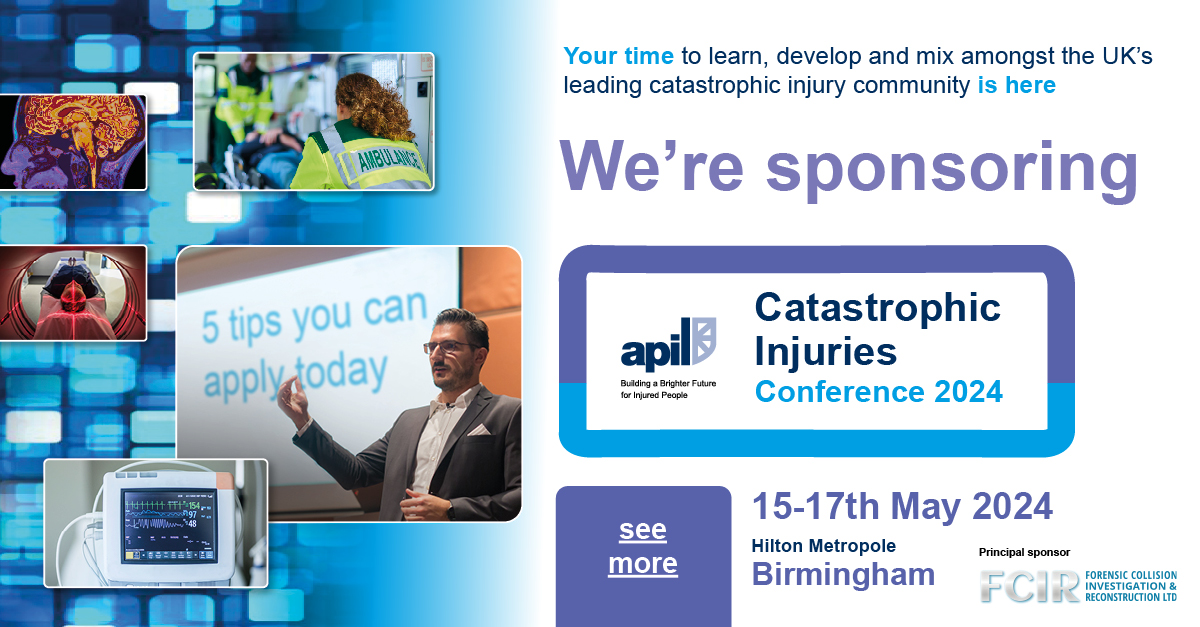 We're looking forward to next week's @apilexcellence Catastrophic Injuries Conference in Birmingham when we're pleased to once again be an event sponsor. We look forward to seeing you there. Be sure to pop along to see us on Stand 2 in the exhibition hall. #APILCIC24