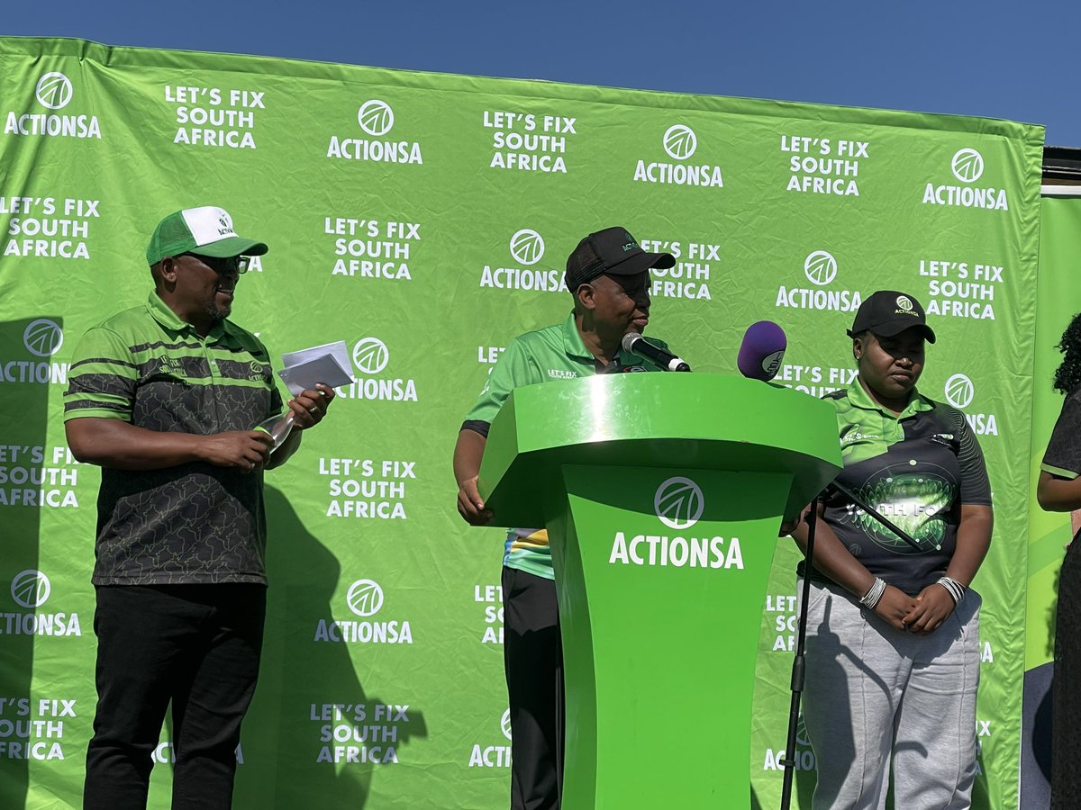 ActionSA President Herman Mashaba is in the podium where we are saying; Let Action Lead. “Let us be grateful to God for saving our leaders lives.” ~ @HermanMashaba