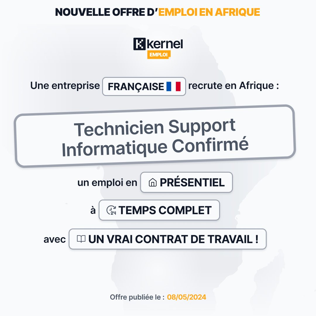 🙋‍♂️Hello !

Voci une nouvelle opportunité pour le poste de 𝐓𝐞𝐜𝐡𝐧𝐢𝐜𝐢𝐞𝐧 𝐒𝐮𝐩𝐩𝐨𝐫𝐭 𝐈𝐧𝐟𝐨𝐫𝐦𝐚𝐭𝐢𝐪𝐮𝐞 𝐂𝐨𝐧𝐟𝐢𝐫𝐦𝐞  

👉𝐄𝐧 𝐬𝐚𝐯𝐨𝐢𝐫 𝐩𝐥𝐮𝐬 : lnkd.in/dpBc2_4R

#Kernel #Emploi #Afrique #jobreceh #Techjobs