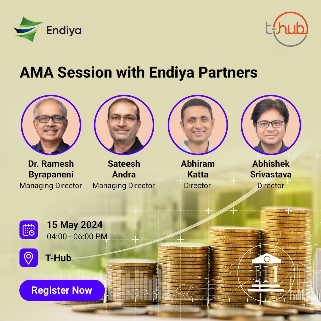 Join us for an exclusive #AMA session with the leadership team of Endiya Partners, a dynamic #venturecapital firm renowned for championing #innovation and nurturing promising #startups. Register: bit.ly/4btV4LM